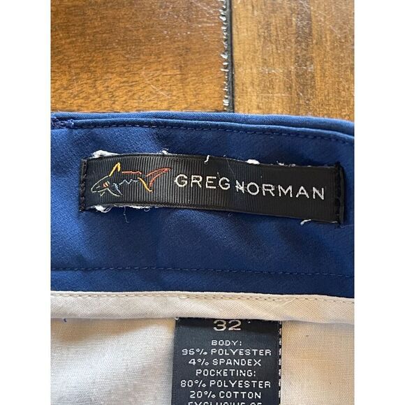 Greg Norman Men's Chino Shorts Size 32 Blue Solid Polyester Mid Rise Flat Front - Picture 8 of 11
